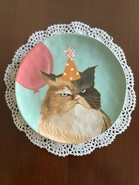 Pier 1 Imports Party Cats Collection Party Hat Grumpy Cat Salad Plate NWOT